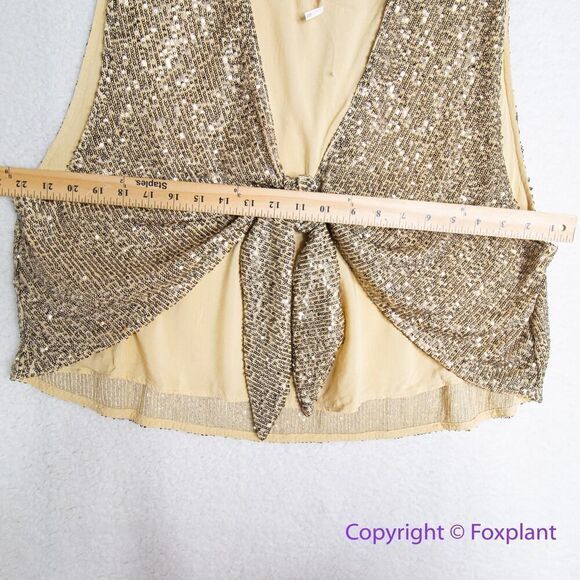 New!‎ Free People  Lost In Your Light Sequin Tie Front Women's Top, size XL - Picture 6 of 14